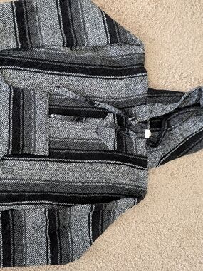 Striped Baja Hoodie in Black and Gray